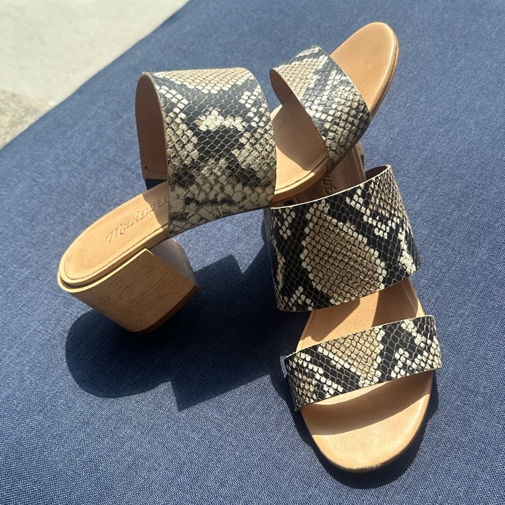Madewell Size 7 croc mules with short heel